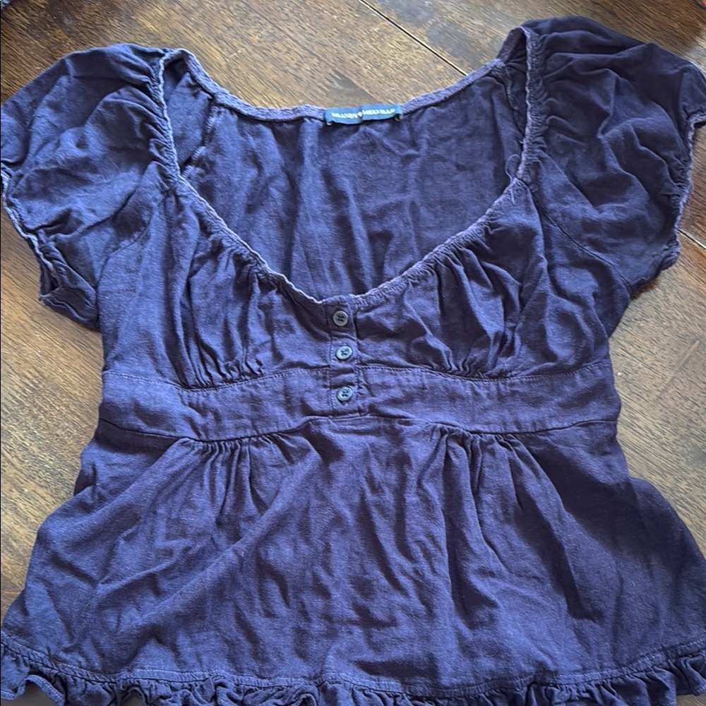 Blue Button-Front Women's Top